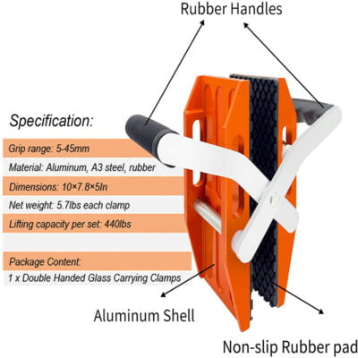 Double Hand Carry Clamp for Granite Marble Stone Slab Tile and Glass MT008 - Image 6