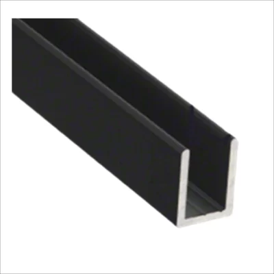 U-Channel 15mm (For 10-12mm Glass)-Aluminium Black 3m