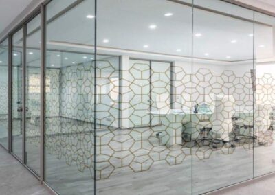Geometric Decorative Laminated Privacy Glass